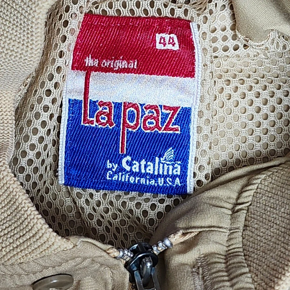 Vintage Bomber Jacket Catalina La Paz  Mens 44  Tan Lightweight Western